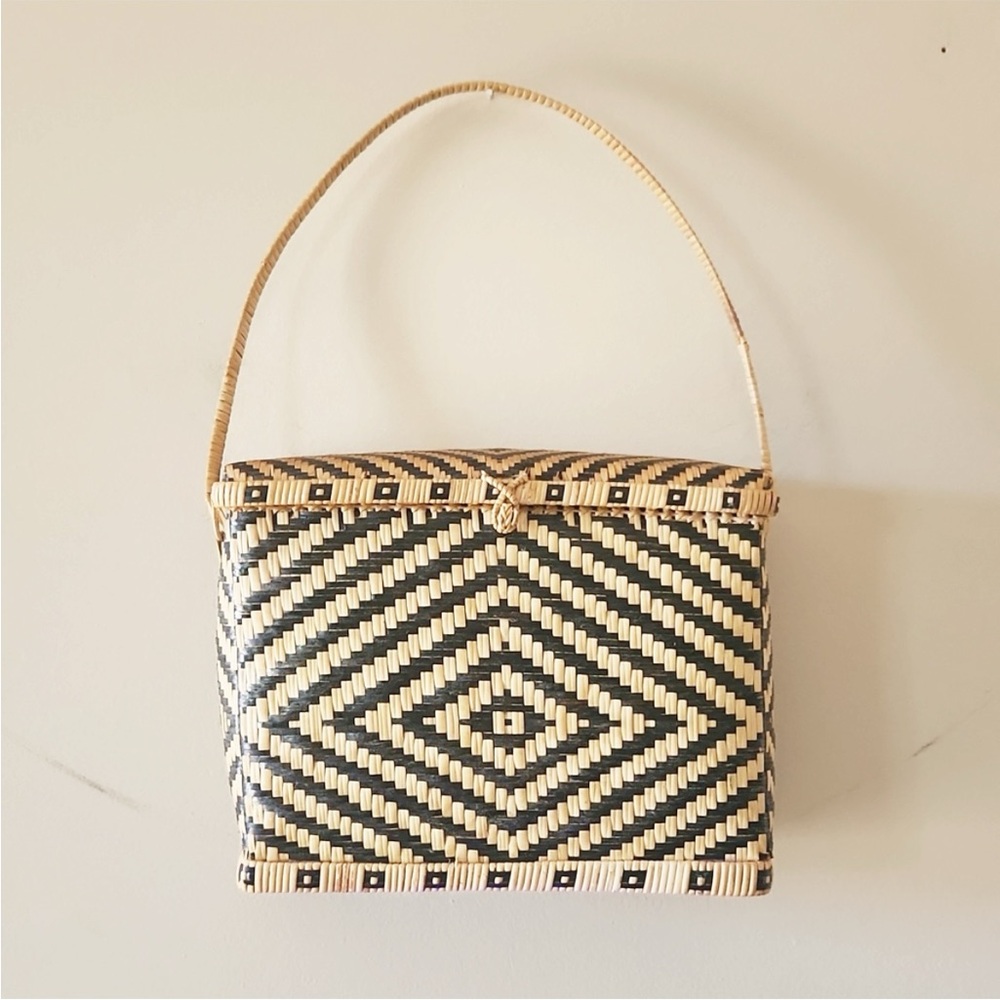 Anthropologie Wicker woven geometric handbag - Picture 1 of 9